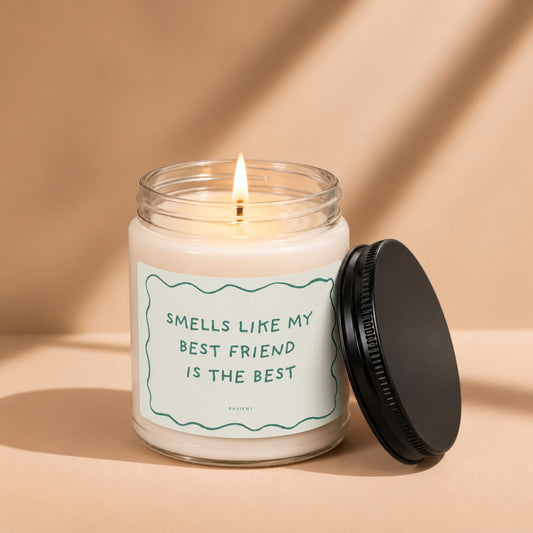 Lit Best Friend candle by Pavieny in a glass jar, a thoughtful scented candle gift for a best friend or close companion.