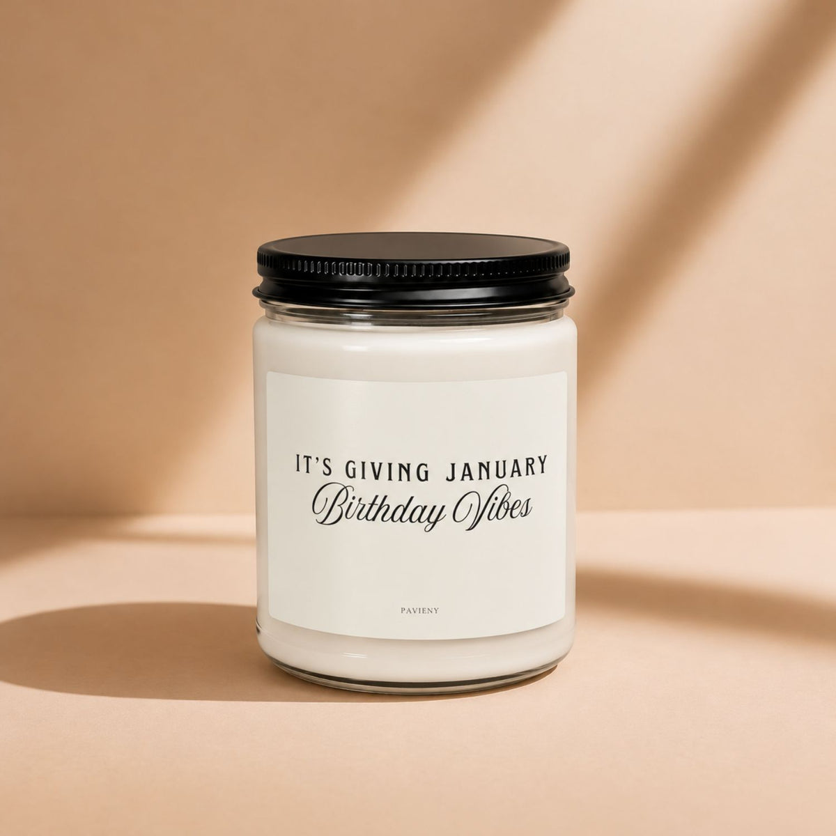 January Birthday candle in a glass jar, a unique scented candle gift for someone born in January.