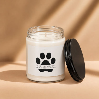 Open My Best Friend scented candle showing natural soy wax and cotton wick in a clear glass jar