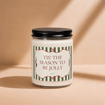 Tis' the Season candle in a glass jar, a thoughtful scented candle gift for the holiday season.